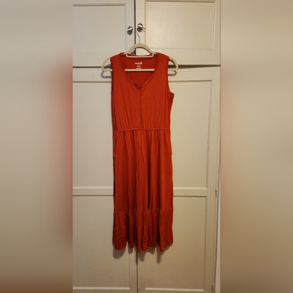 Wool& Dresses & Skirts - Wool& Grace midi tiered sleeveless dress coral red